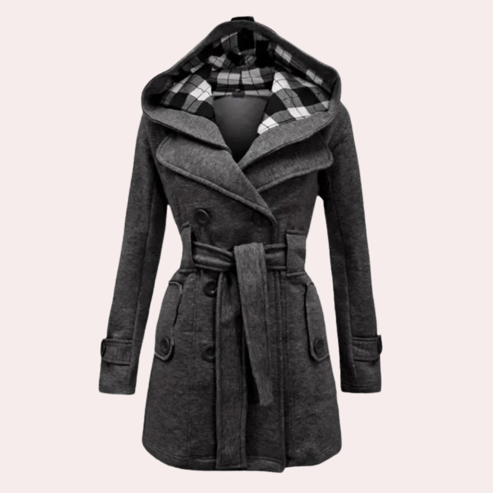 Women's checkered hooded coat