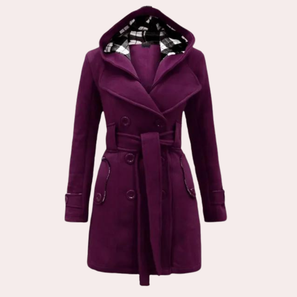 Women's checkered hooded coat