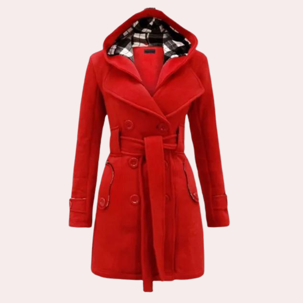 Women's checkered hooded coat