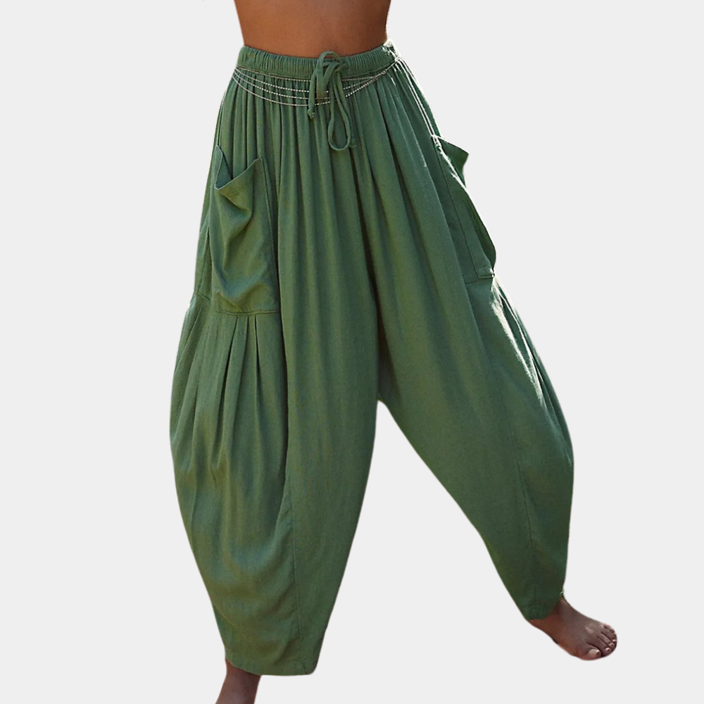 Women's Linen wide-leg cropped trousers