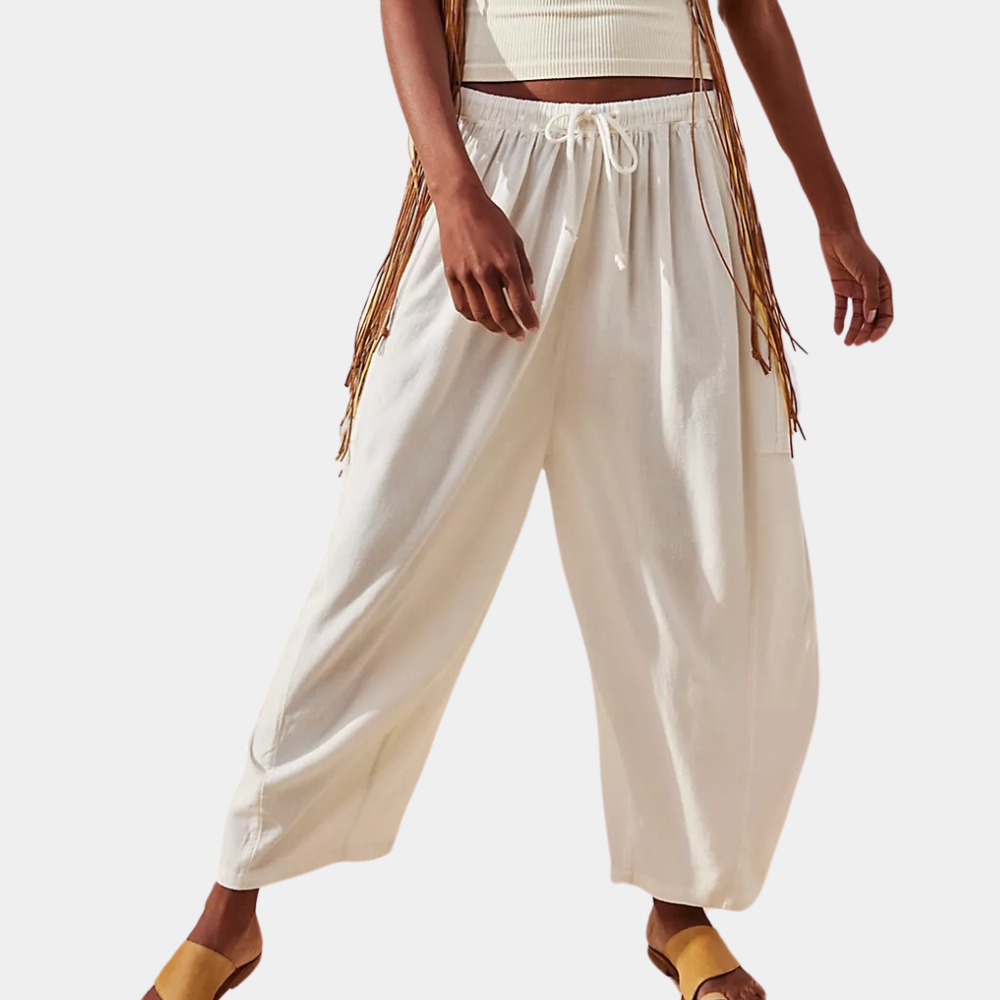 Women's Linen wide-leg cropped trousers