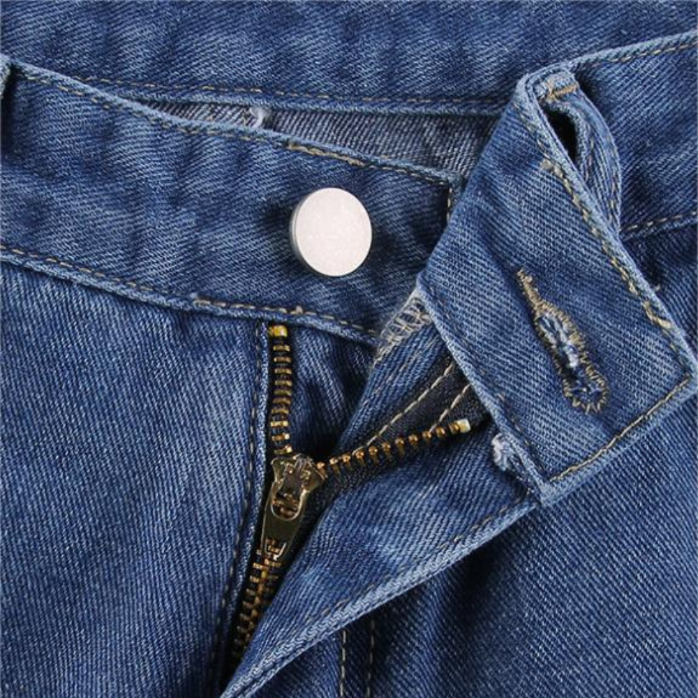 Trendy printed loose wide-leg denim trousers for women