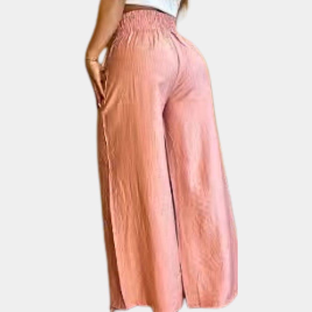 Wide-leg high waist flared trousers for women