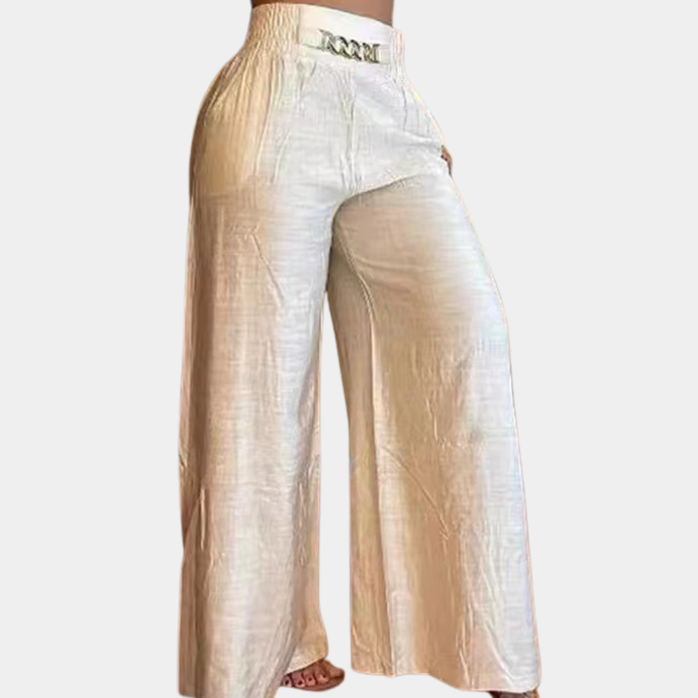 Wide-leg high waist flared trousers for women