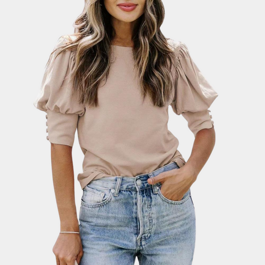 Puff Sleeve Relaxed Fit Classic Blouse