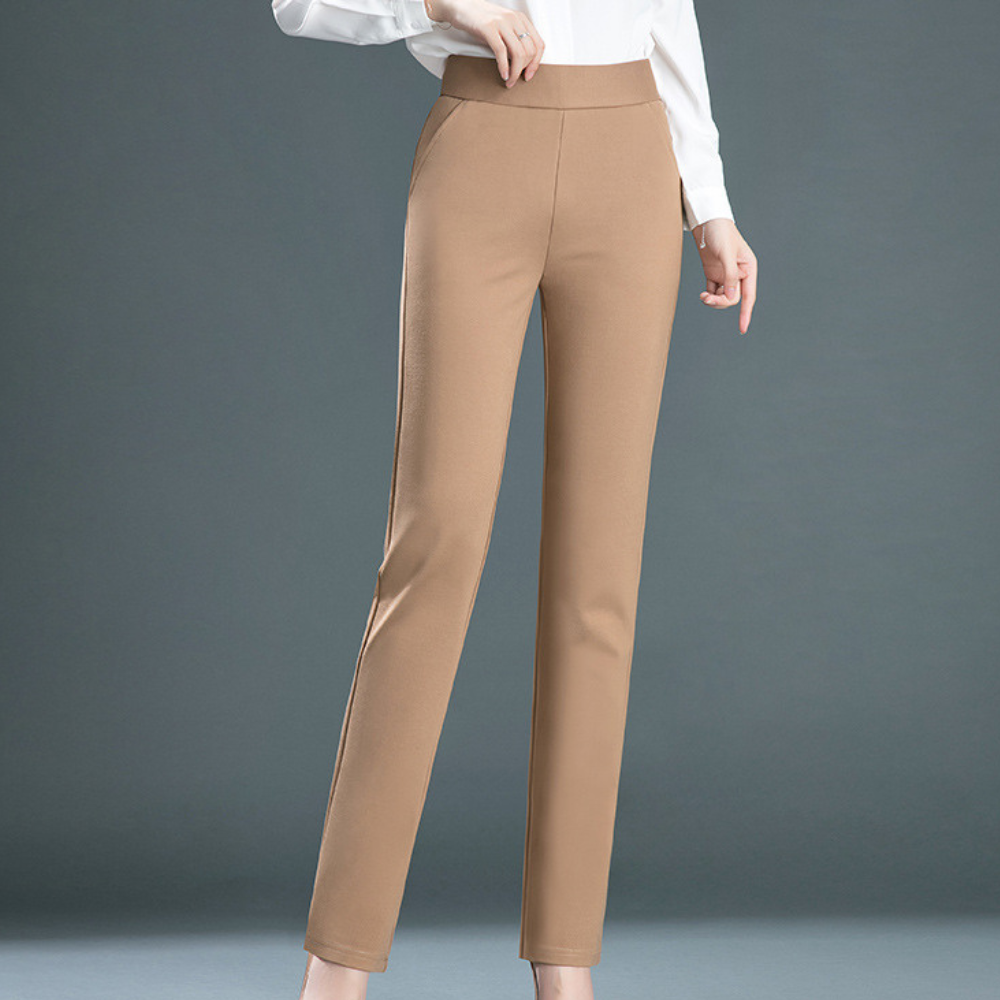 Women's casual flared trousers with elastic waist and high elasticity