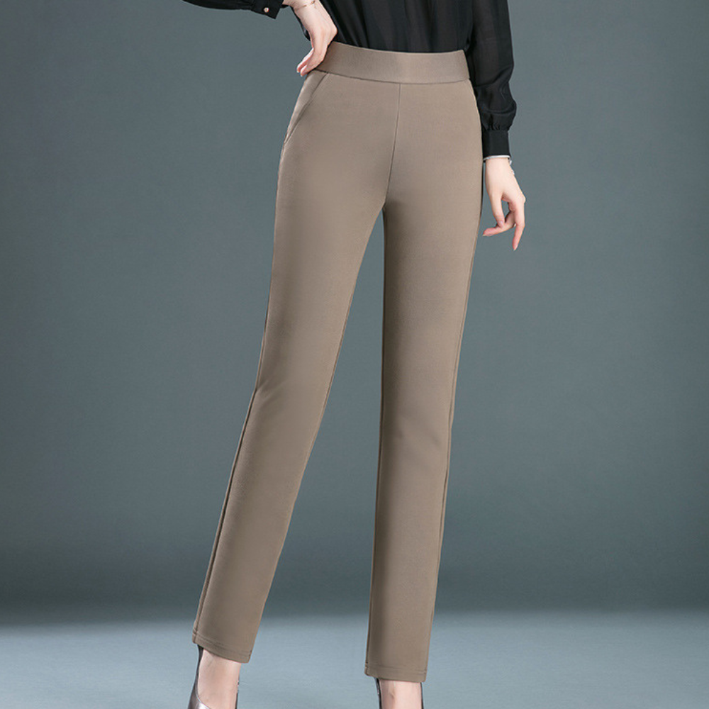 Women's casual flared trousers with elastic waist and high elasticity