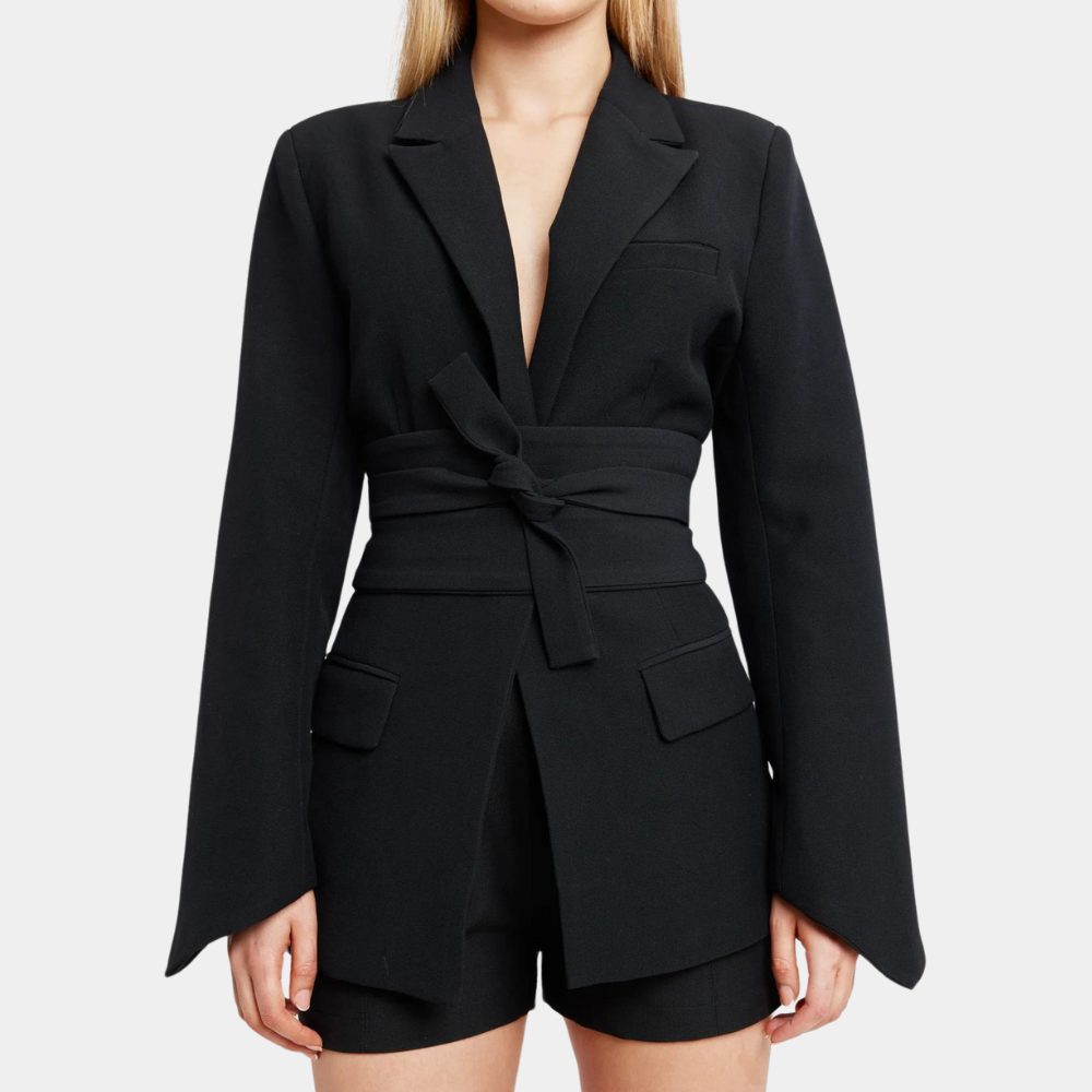 Women's tailored belted blazer jacket