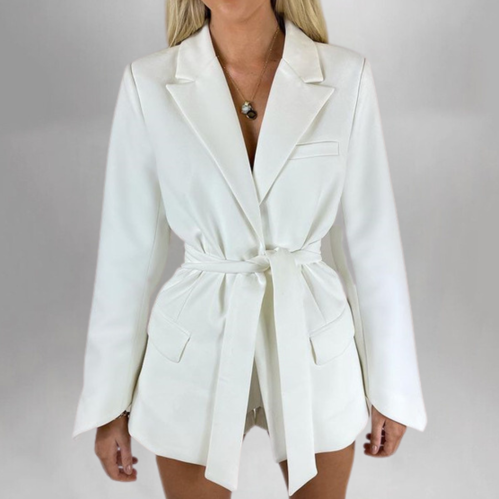 Women's tailored belted blazer jacket