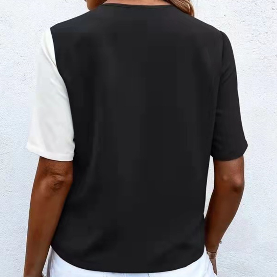 Women’s T-Shirt - Color Block Design - Crew Neck - Lightweight Soft Fabric - Casual Fit