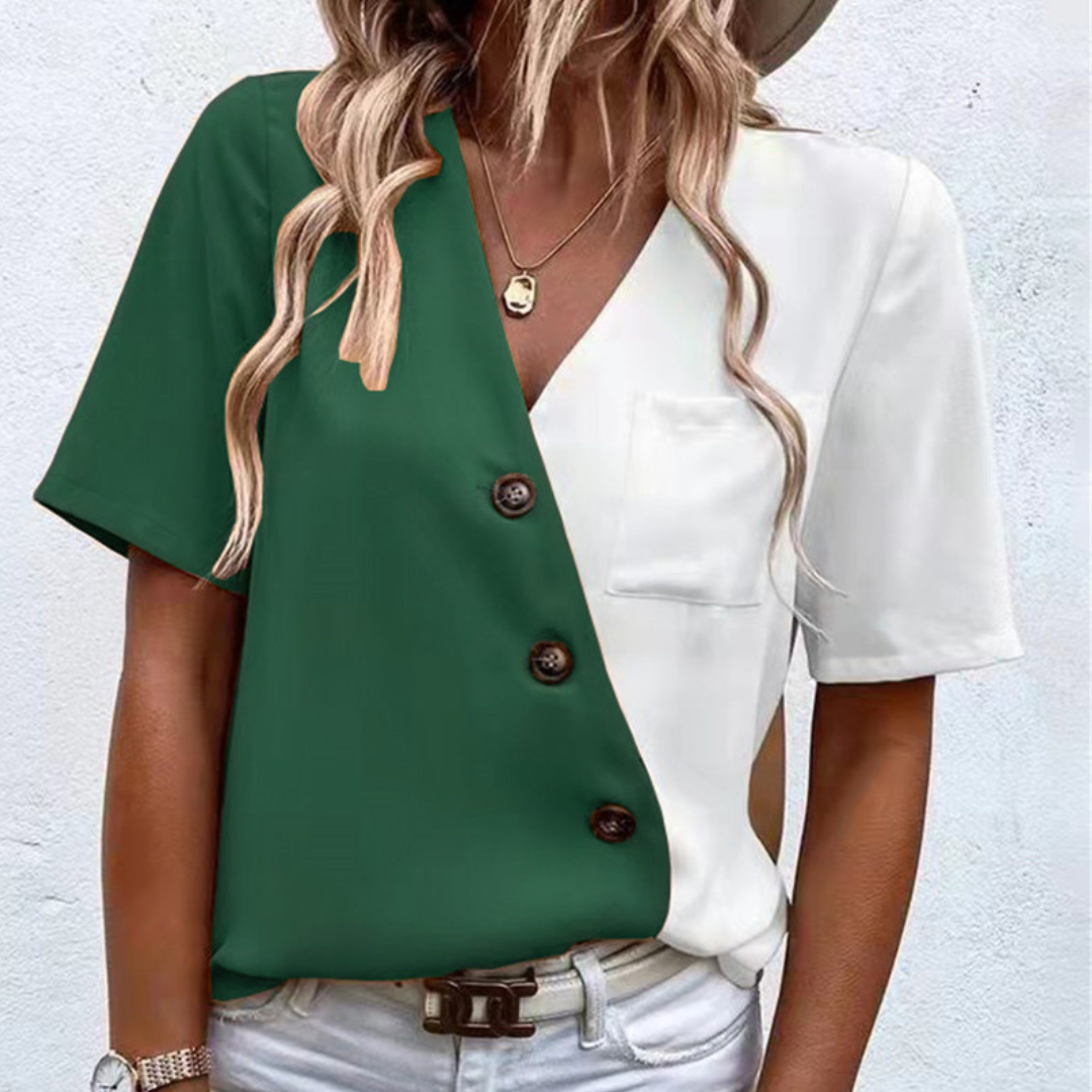 Women’s T-Shirt - Color Block Design - Crew Neck - Lightweight Soft Fabric - Casual Fit