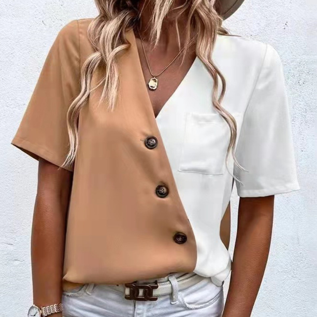 Women’s T-Shirt - Color Block Design - Crew Neck - Lightweight Soft Fabric - Casual Fit