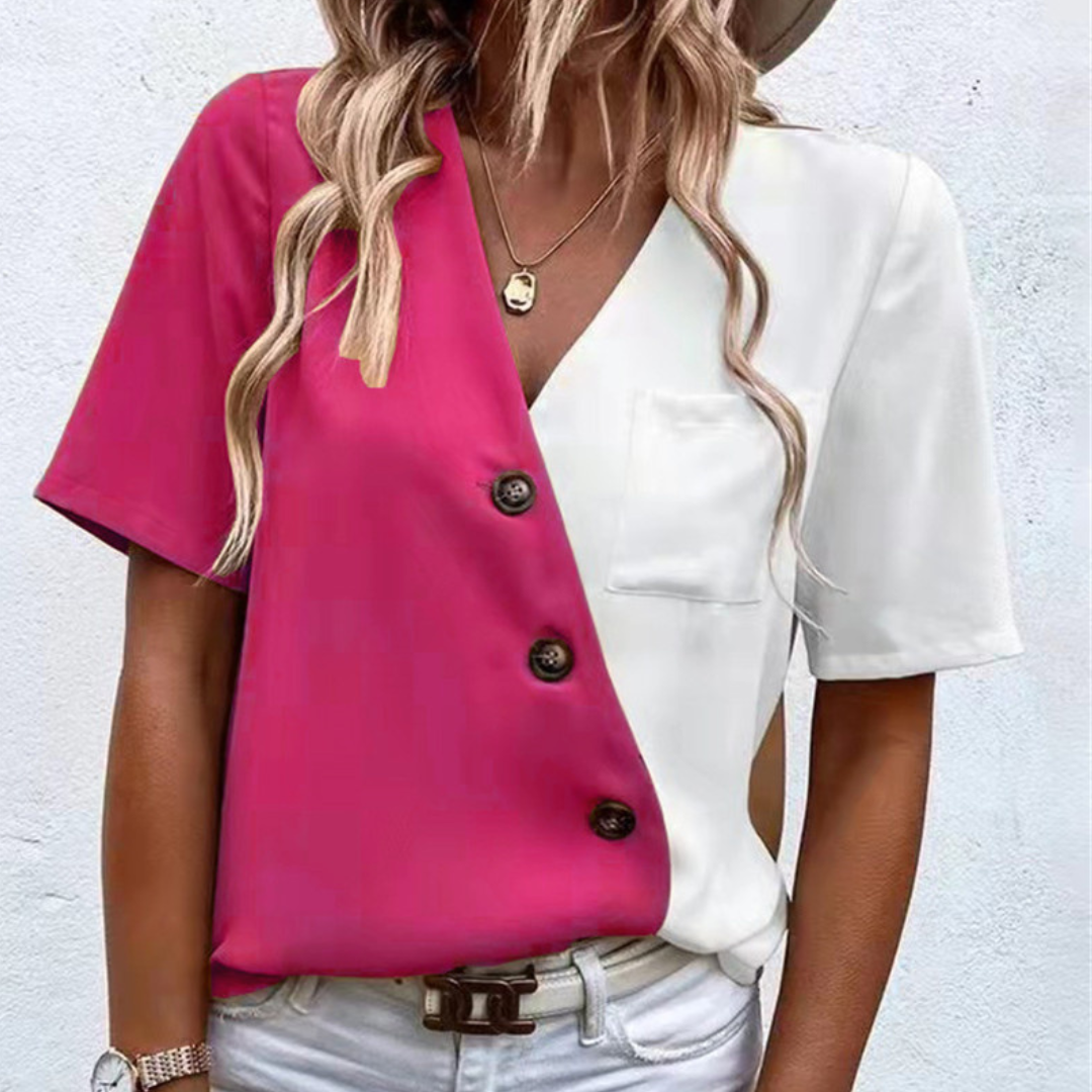 Women’s T-Shirt - Color Block Design - Crew Neck - Lightweight Soft Fabric - Casual Fit