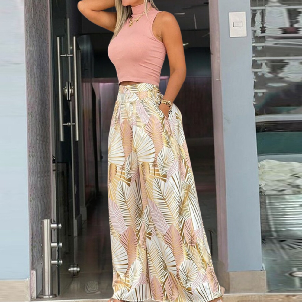 Women's sleeveless printed fashion suit