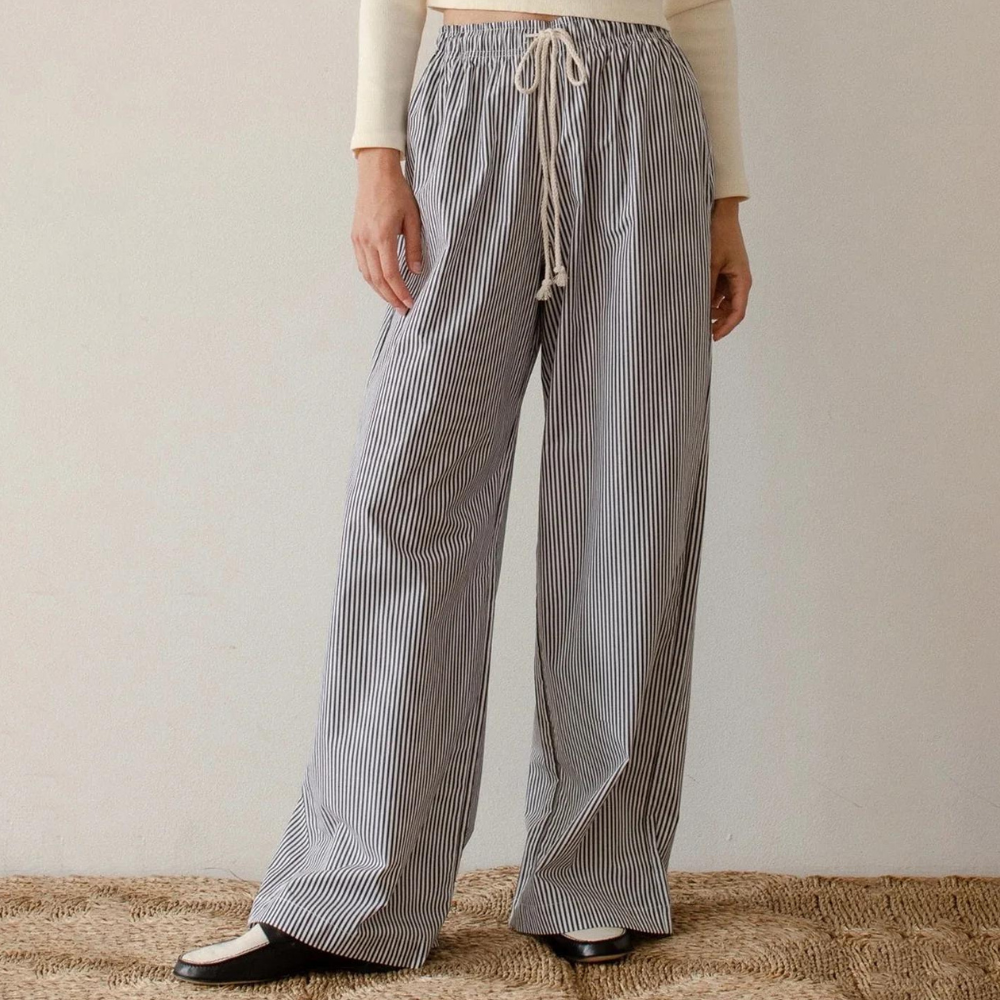 Striped straight pants for women