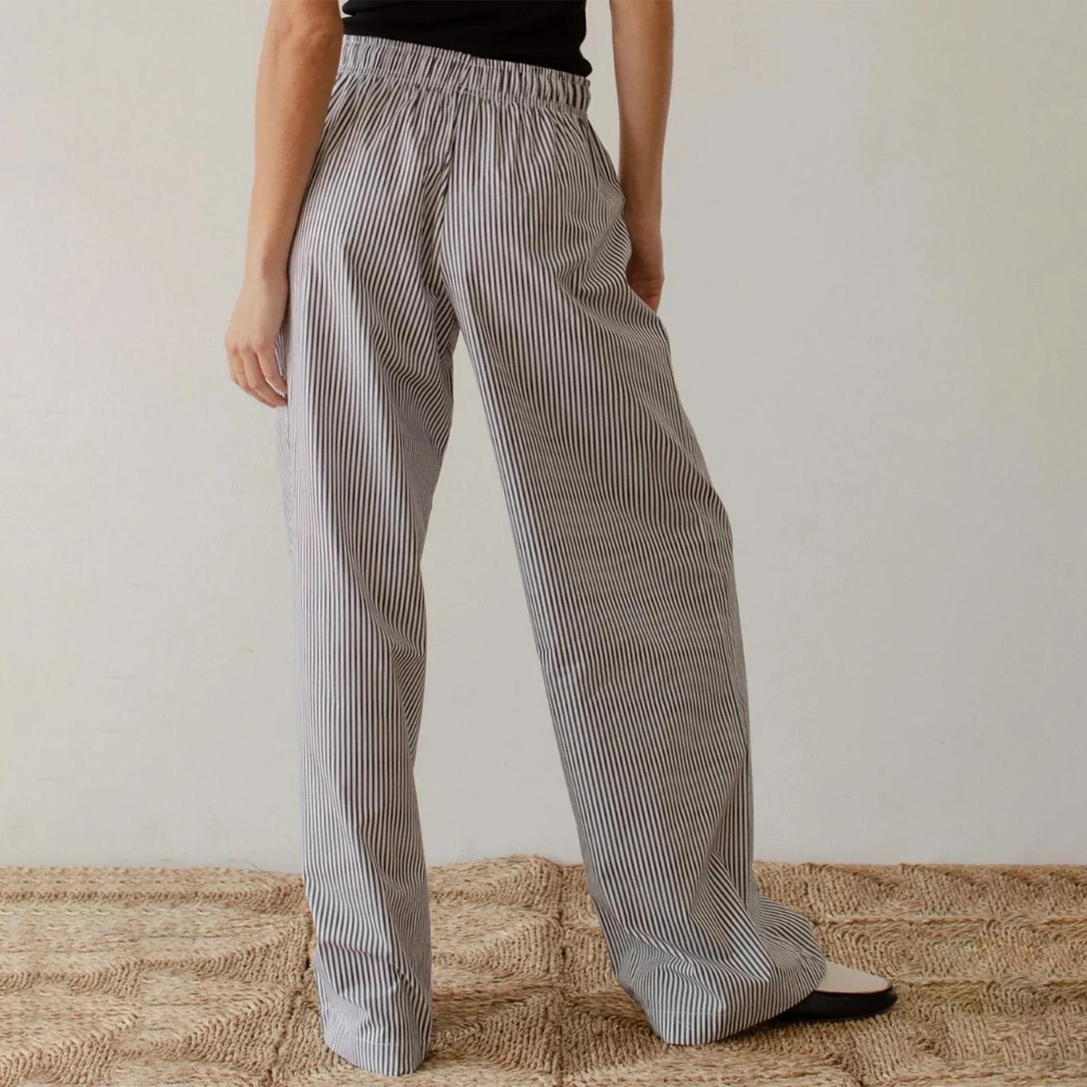 Striped straight pants for women