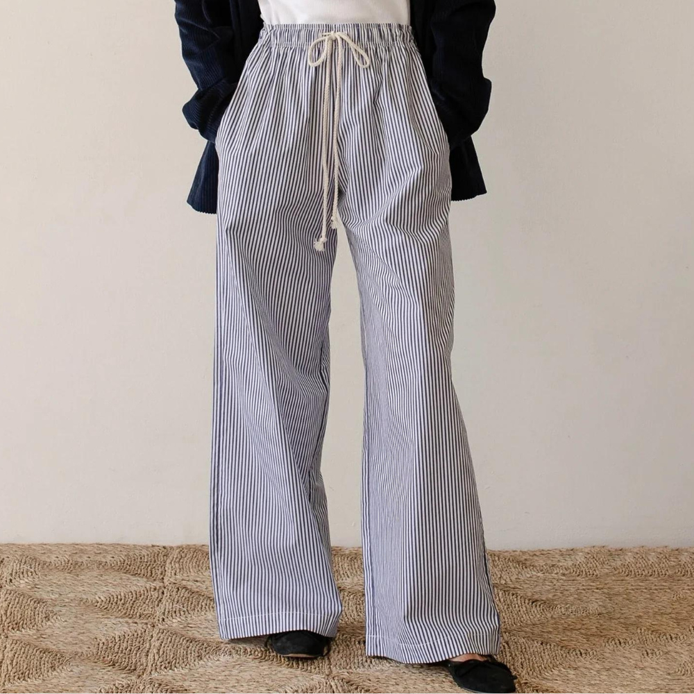Striped straight pants for women