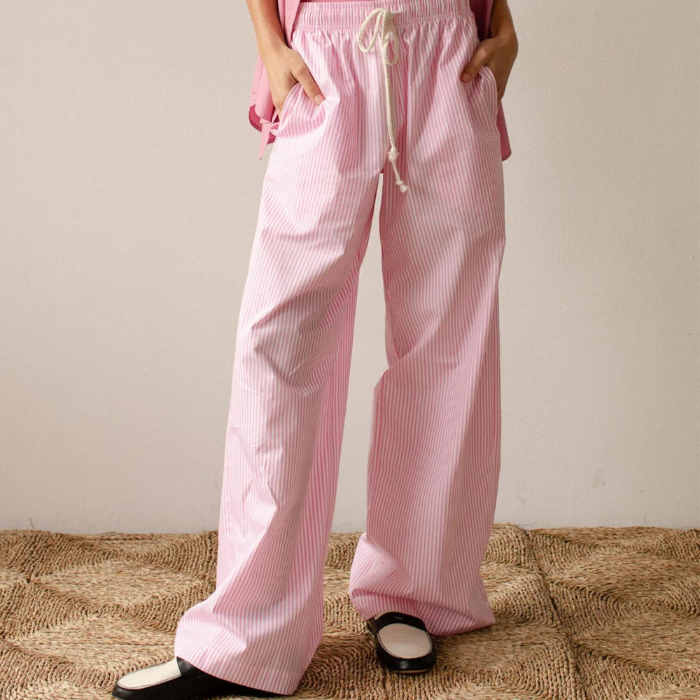 Striped straight pants for women
