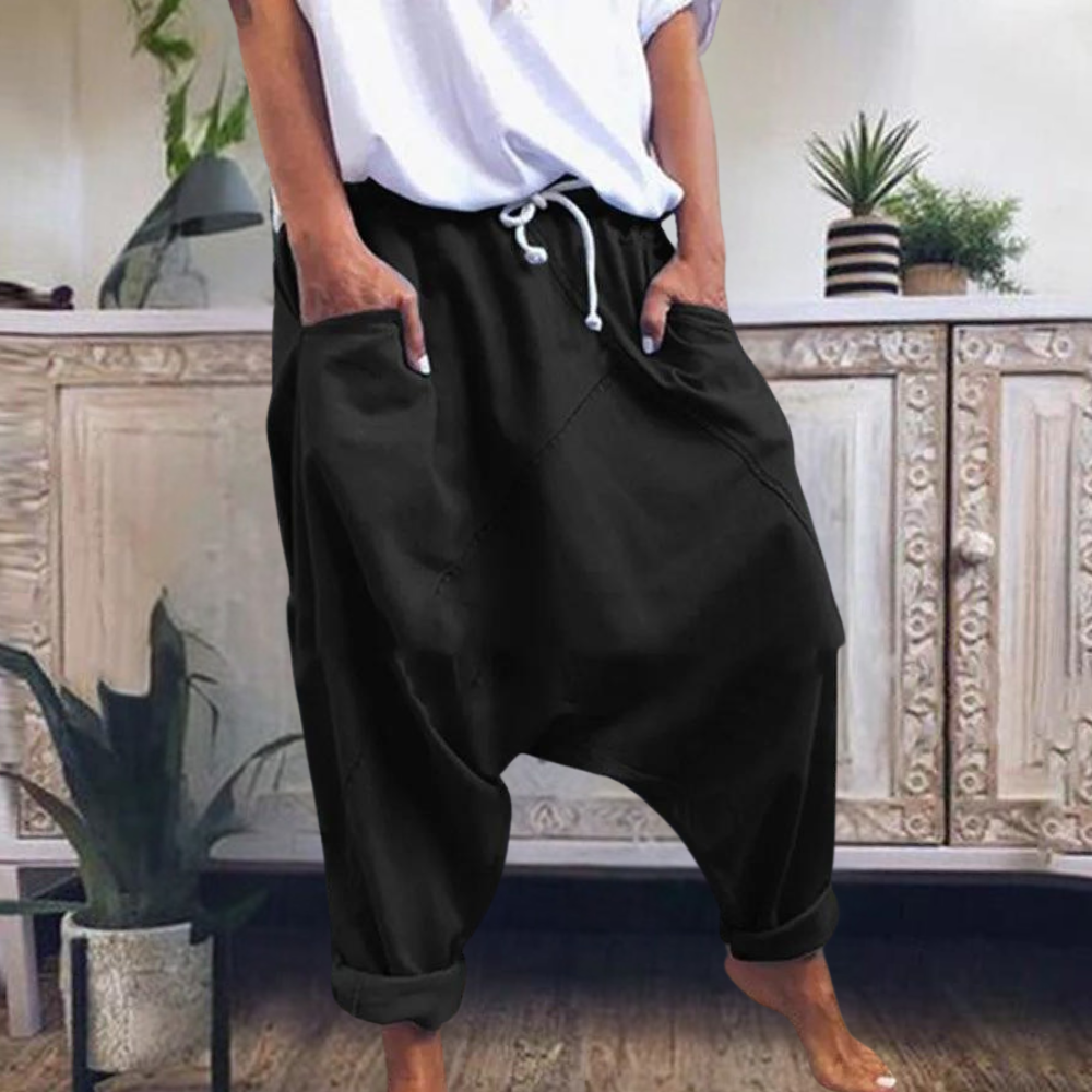 Women’s Harem Pants – Loose Fit – Elastic Waist – Lightweight Casual Wear