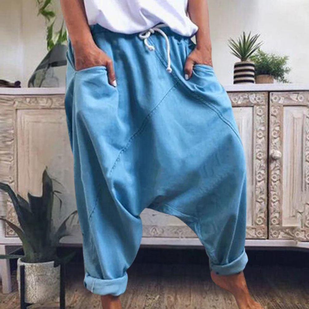 Women’s Harem Pants – Loose Fit – Elastic Waist – Lightweight Casual Wear