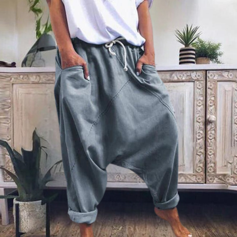Women’s Harem Pants – Loose Fit – Elastic Waist – Lightweight Casual Wear