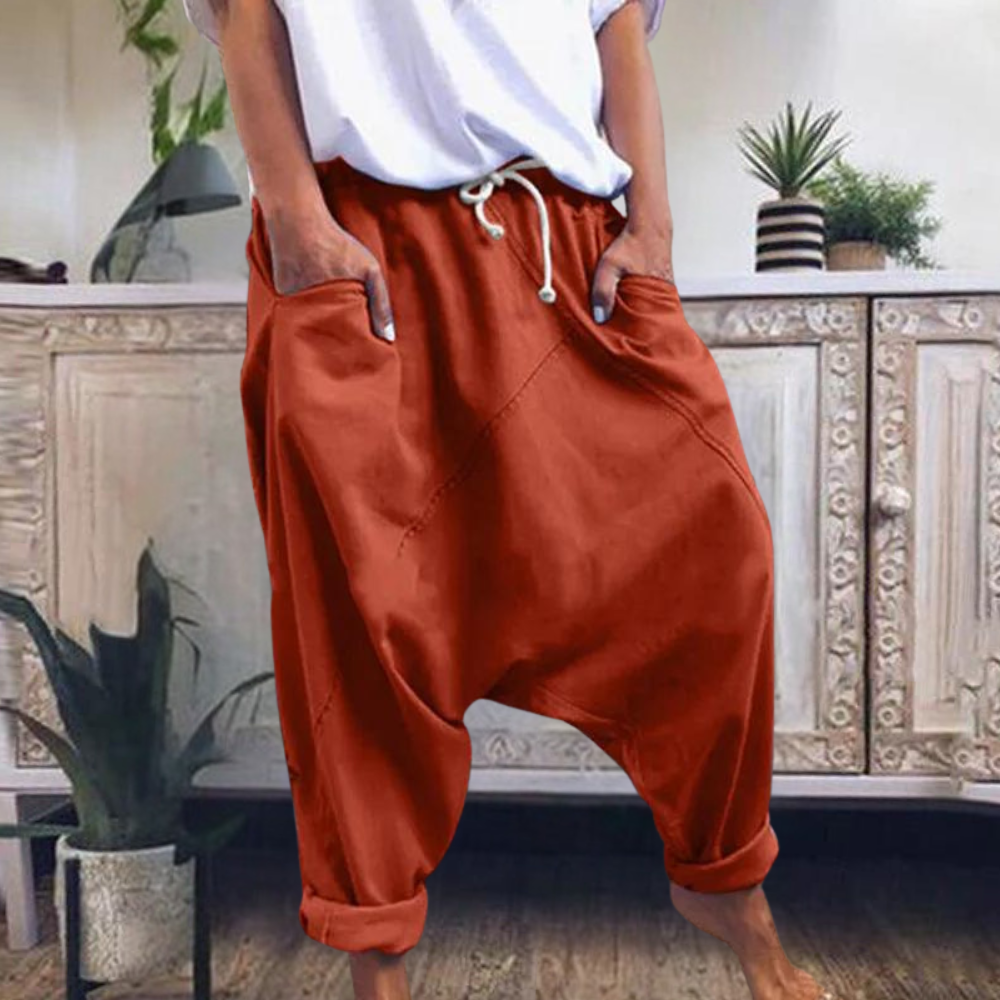 Women’s Harem Pants – Loose Fit – Elastic Waist – Lightweight Casual Wear