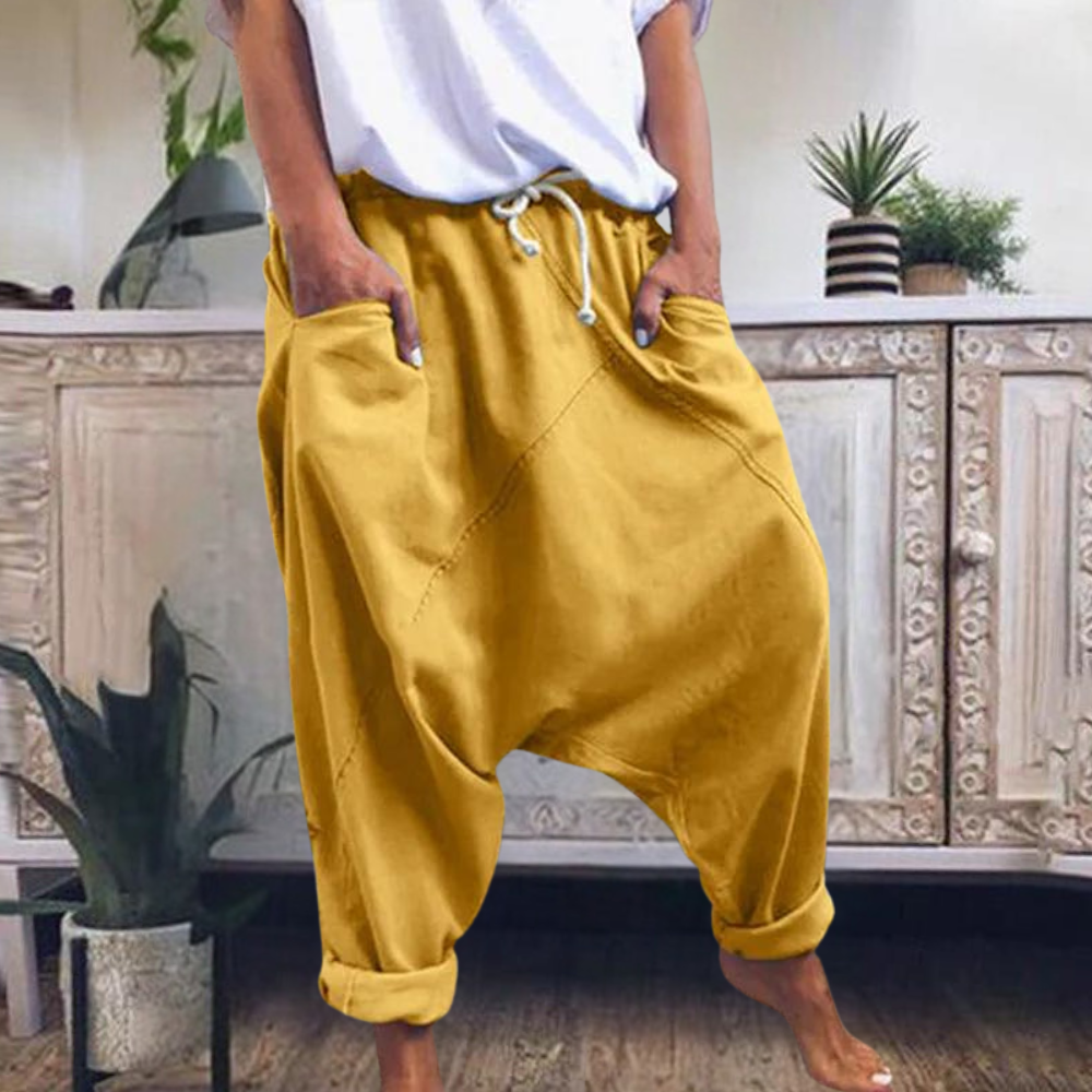 Women’s Harem Pants – Loose Fit – Elastic Waist – Lightweight Casual Wear