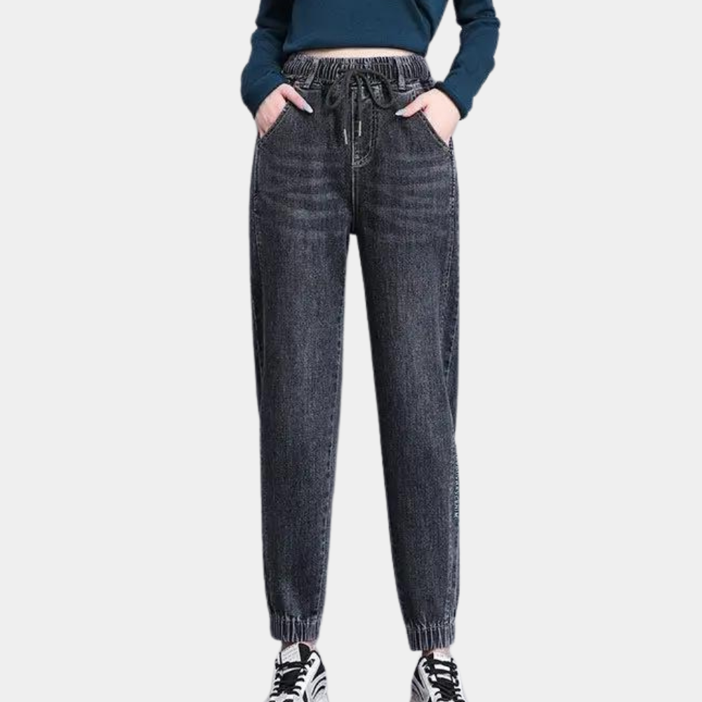 Harem pants with slim waist and cuff design for women