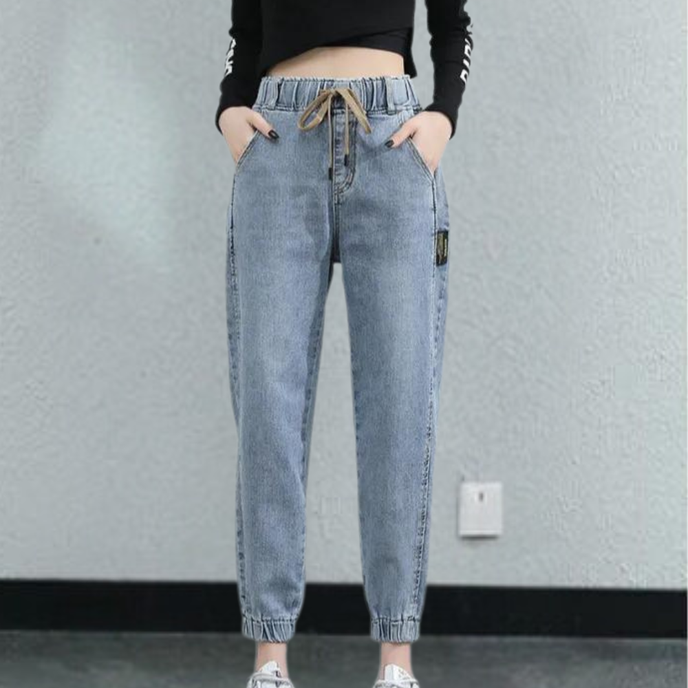 Harem pants with slim waist and cuff design for women