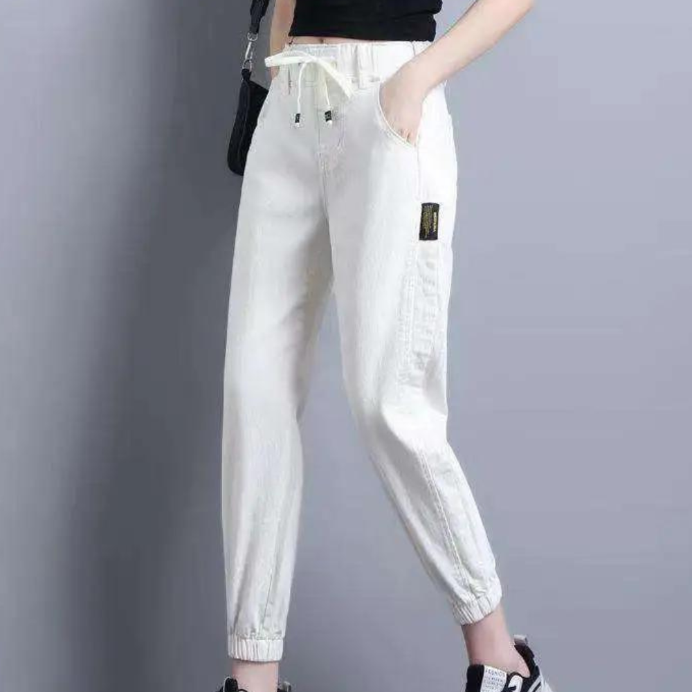 Harem pants with slim waist and cuff design for women
