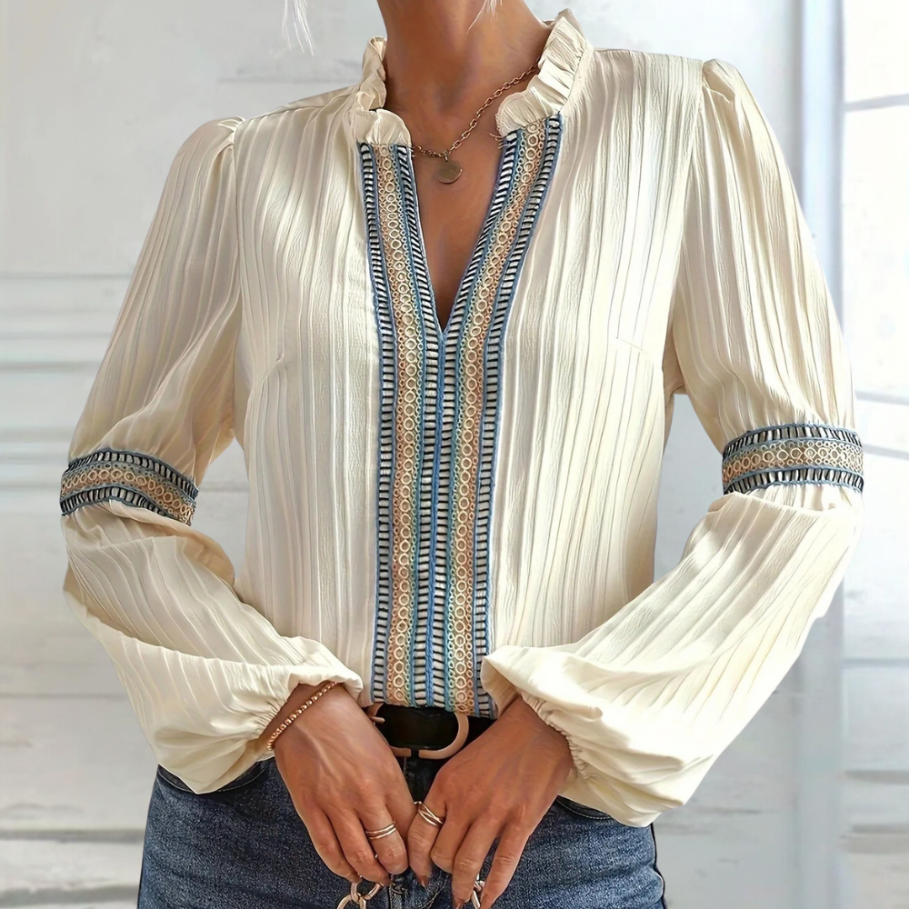 Women's v-neck shirt with lantern sleeves