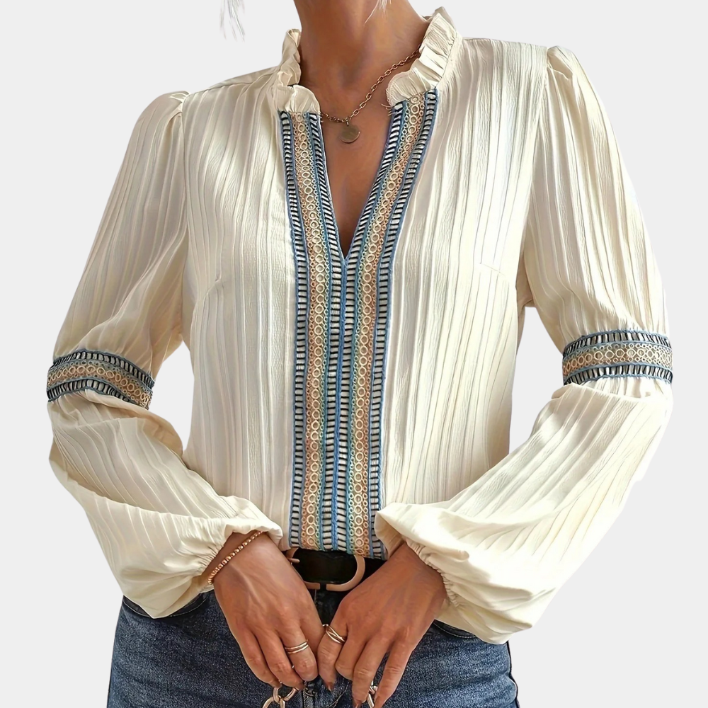 Women's v-neck shirt with lantern sleeves
