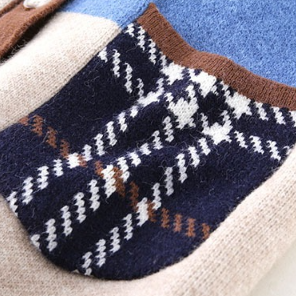 Women's patchwork knit cardigan