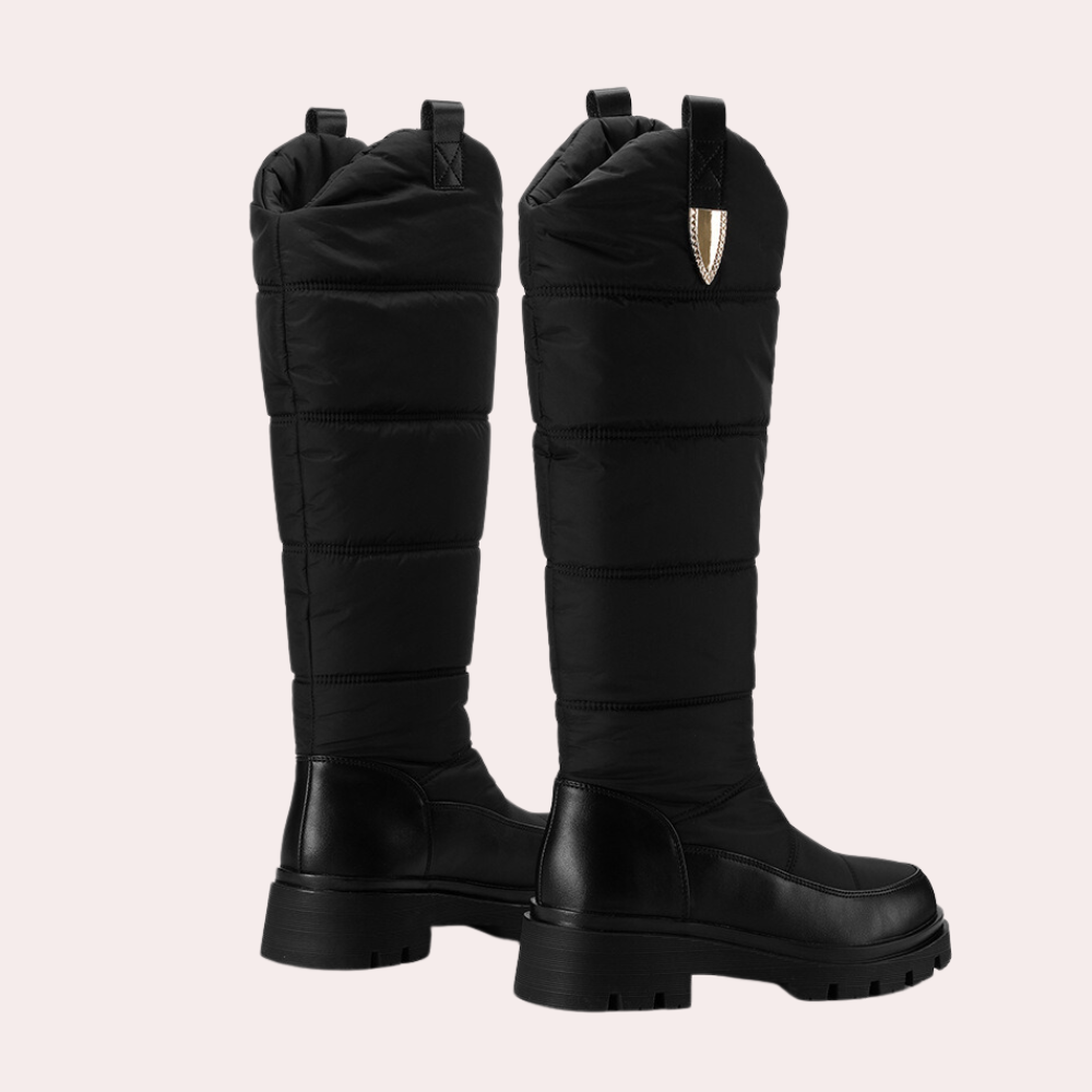 Women’s Knee-High Boots – Sleek Fit – Quilted Shaft – Polished Finish – Rugged Sole