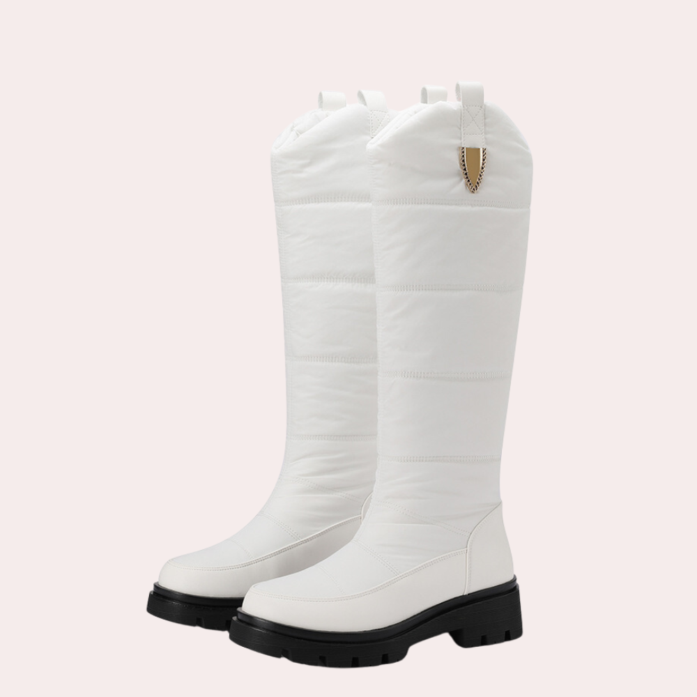 Women’s Knee-High Boots – Sleek Fit – Quilted Shaft – Polished Finish – Rugged Sole