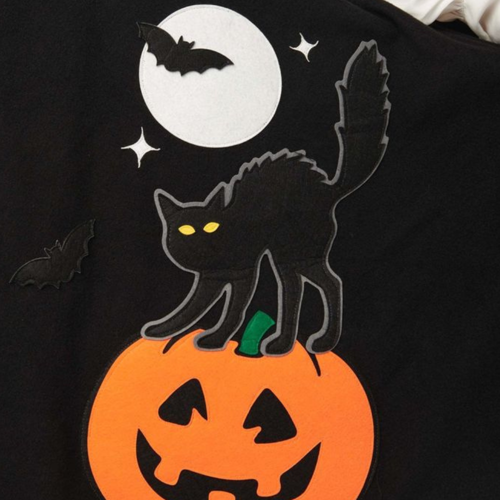 Plus size pumpkin head cat moon print swing skirt for women