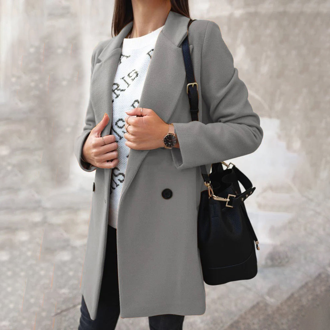 Women's solid color woolen coat