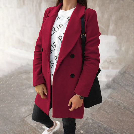 Woolen Solid Color Coat