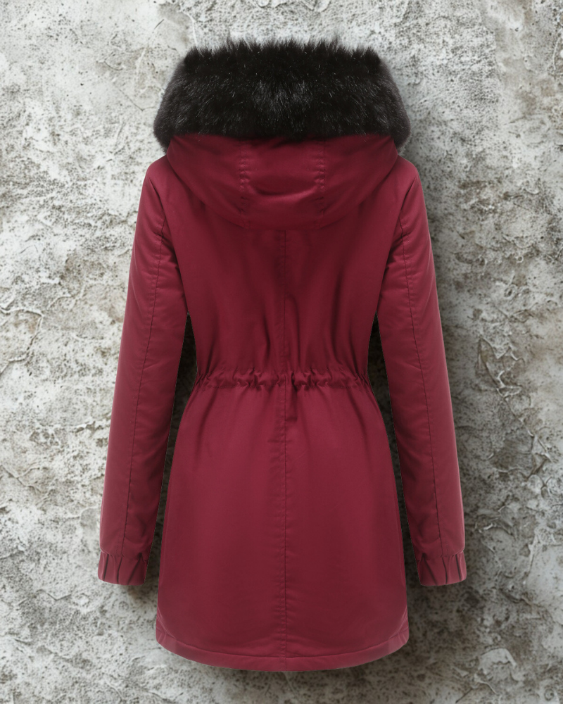 Women’s Parka Jacket – Water-Resistant – Faux Fur Hood – Drawstring Waist – Longline Fit