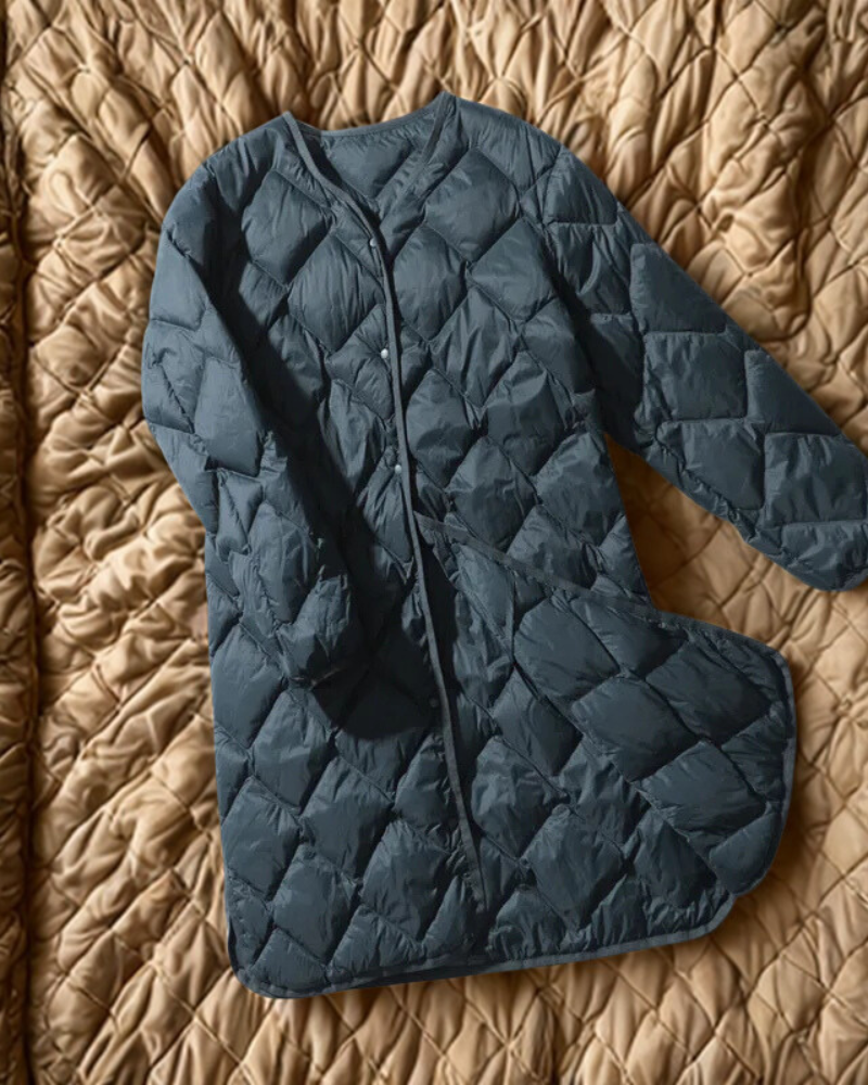Women’s Down Jacket – Mid-Length Fit – Rhombic Quilted – Lightweight Warm Layer