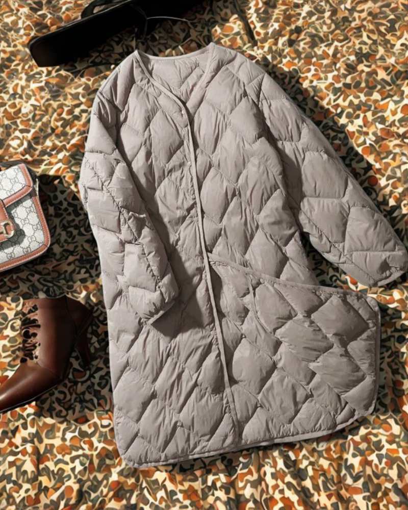 Women’s Down Jacket – Mid-Length Fit – Rhombic Quilted – Lightweight Warm Layer
