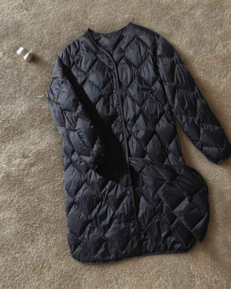 Women’s Down Jacket – Mid-Length Fit – Rhombic Quilted – Lightweight Warm Layer