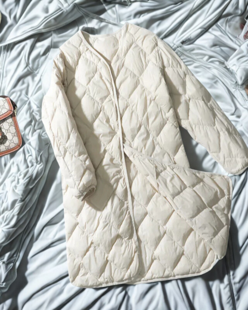 Women’s Down Jacket – Mid-Length Fit – Rhombic Quilted – Lightweight Warm Layer