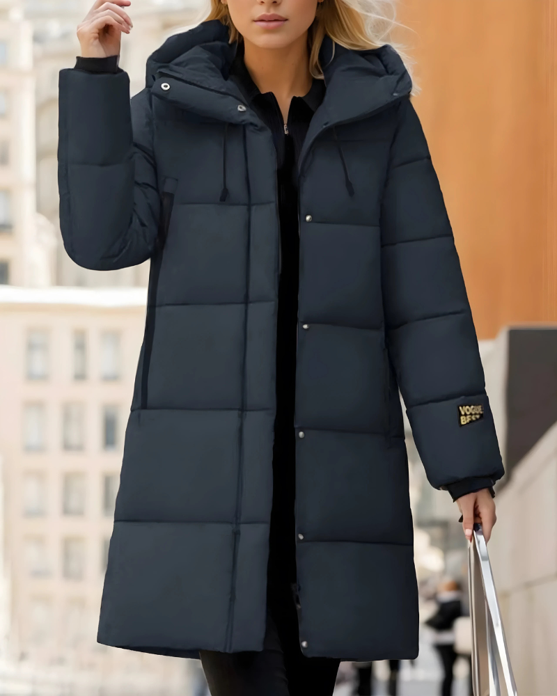 Women’s Long Puffer Coat – Quilted Insulated Shell – Oversized Fit – Hooded Warm Layer