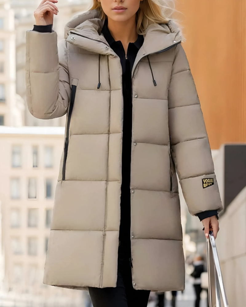 Women’s Long Puffer Coat – Quilted Insulated Shell – Oversized Fit – Hooded Warm Layer