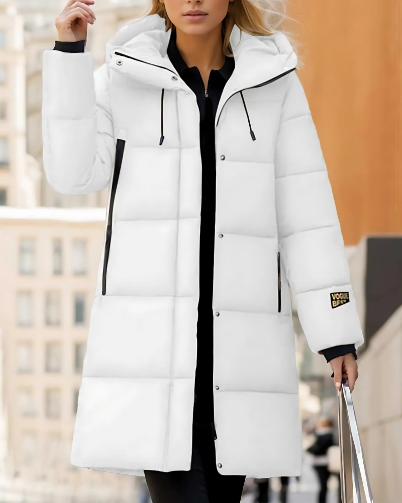 Women’s Long Puffer Coat – Quilted Insulated Shell – Oversized Fit – Hooded Warm Layer