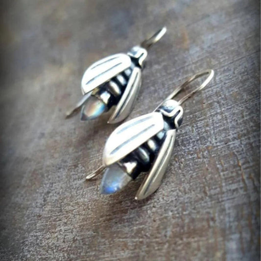 Polished Stone Accent Bee Earrings