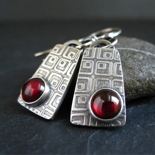 Geometric Gemstone Dangle Earrings