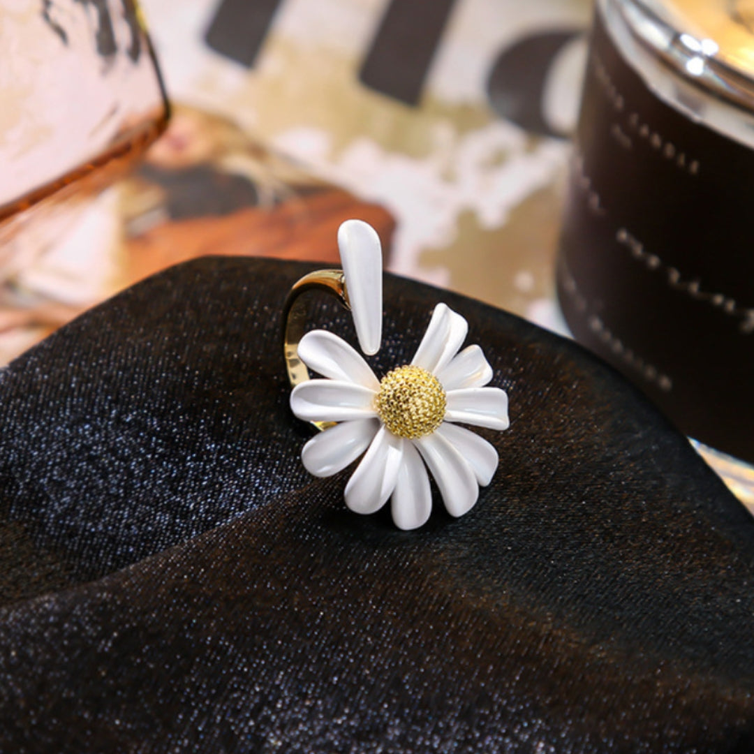 Adjustable Floral Statement Daisy Flower Ring