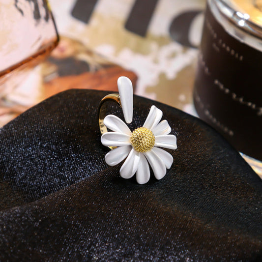 Adjustable Floral Statement Daisy Flower Ring